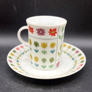 Emilio Pucci Rosenthal Germany Piemonte Multicolor Floral Porcelain Cup Saucer